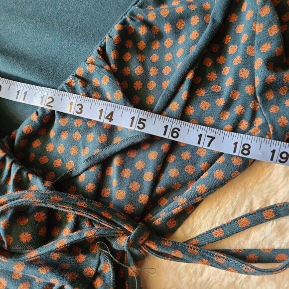 Matilda Jane Reunion Size Small Maternity Green Ruffled Asymmetrical Wrap Dress - Picture 11 of 12